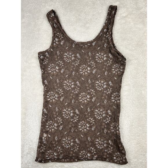 BKE Lace Tank Top Women’s Size XL Stretch Metallic Sparkle Floral Boho Western - Picture 2 of 7